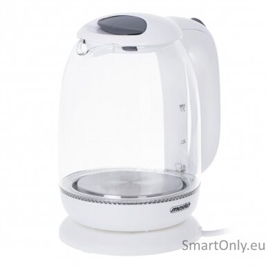 Mesko Kettle MS 1302w Electric 2200 W 1.7 L Glass 360° rotational base White 2