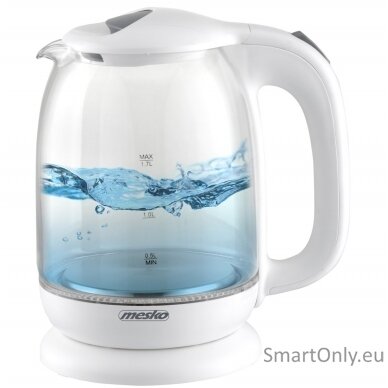 Mesko Kettle MS 1302w Electric 2200 W 1.7 L Glass 360° rotational base White