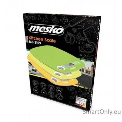 Mesko Kitchen scale MS 3159g Maximum weight (capacity) 5 kg Graduation 1 g Display type LCD Green 3