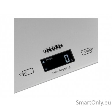 Mesko Kitchen Scales MS 3145 Maximum weight (capacity) 5 kg Graduation 1 g Display type LCD Silver 10