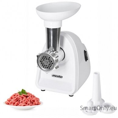 Mesko Meat mincer MS 4809 White 350 W Middle size sieve; mince sieve; poppy sieve; plunger; sausage filler 1