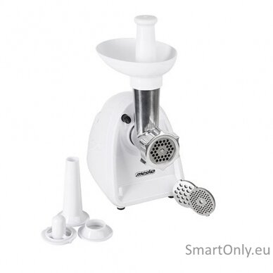 Mesko Meat mincer MS 4809 White 350 W Middle size sieve; mince sieve; poppy sieve; plunger; sausage filler 4