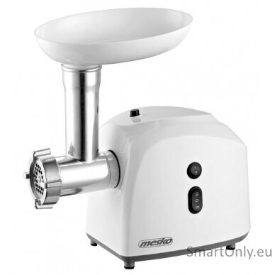 Mesko MS 4805 Meat mincer, Power 600W, Bowl, Middle size sieve, Mince sieve, Poppy sieve, Plunger, Sausage filler Mesko Mesko MS 4805  White Middle size sieve, mince sieve, poppy sieve, plunger, sausage filler, kibbe attachment