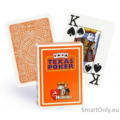 Modiano Texas Poker Hold Em Jumbo Index kortos (oranžinės)