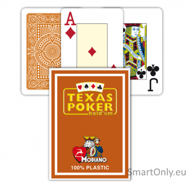 Modiano Texas Poker Hold Em Jumbo Index kortos (rudos)