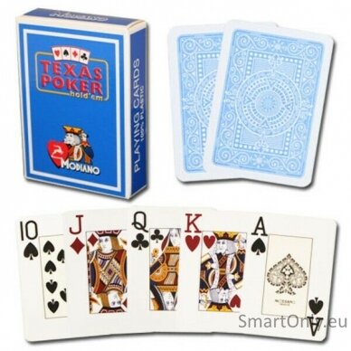 Modiano Texas Poker Hold Em Jumbo Index kortos (šviesiai mėlynos) 1