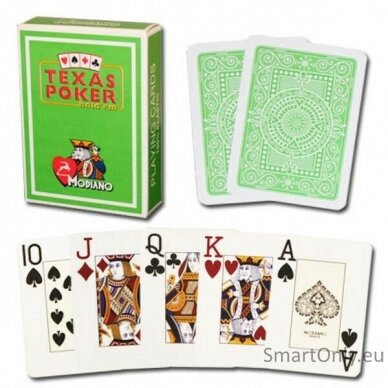 Modiano Texas Poker Hold Em Jumbo Index kortos (šviesiai žalios) 1