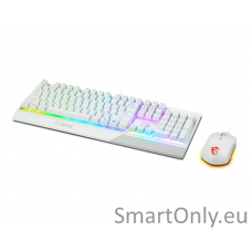 MSI Vigor GK30 COMBO WHITE Keyboard and Mouse Set Wired Mouse included Keyboard stunning RGB lighting effects in 6 areas. CLUTCH GM11 gaming mouse Stunning RGB lighting with over 7 lighting effects. 5-level DPI sensor matches with 5 different colors US Wh