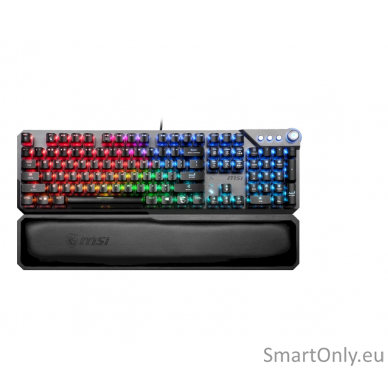 MSI Gaming Keyboard  VIGOR GK71 SONIC BLUE Gaming Keyboard Innovative Smart Dual Touch Volume Scroll RGB LED light US Wired Black Blue Switches Numeric keypad