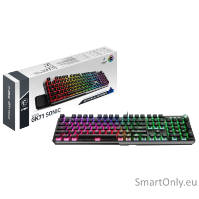 MSI Gaming Keyboard  VIGOR GK71 SONIC BLUE Gaming Keyboard Innovative Smart Dual Touch Volume Scroll RGB LED light US Wired Black Blue Switches Numeric keypad 4