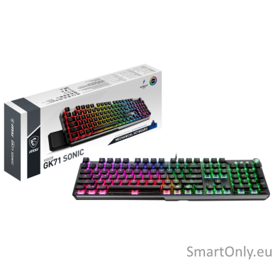 MSI Gaming Keyboard  VIGOR GK71 SONIC BLUE Gaming Keyboard Innovative Smart Dual Touch Volume Scroll RGB LED light US Wired Black Blue Switches Numeric keypad 4