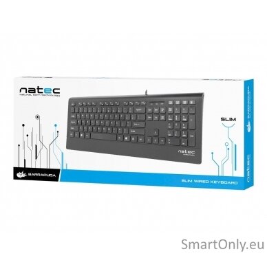 Natec Keyboard, Barracuda, US Layout, Slim Natec Keyboard Barracuda Standard Wired US 529 g Black 11