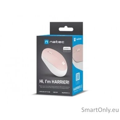 Natec Mouse Harrier 2 	Wireless White/Pink Bluetooth 11