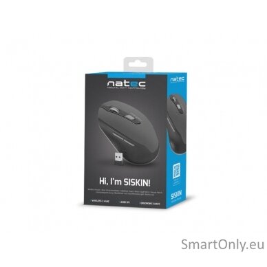 Natec Mouse, Siskin, Silent, Wireless, 2400 DPI, Optical, Black-Grey Natec Mouse Black/Grey Wireless 5