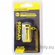 NITECORE 16340 NL169R 950mAh USB-C baterija