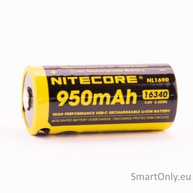 NITECORE 16340 NL169R 950mAh USB-C baterija 5