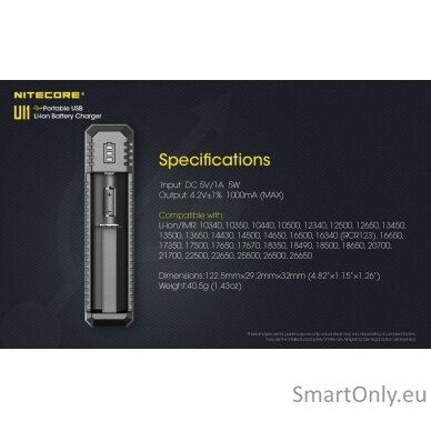 Nitecore UI1 Portable USB Intelligent Universal Baterijų įkroviklis  9