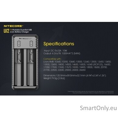 Nitecore UI2 Portable Dual-slot USB Baterijų įkroviklis  2