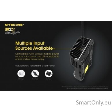 Nitecore UMS2 Intelligent USB Superb Baterijų įkroviklis  1