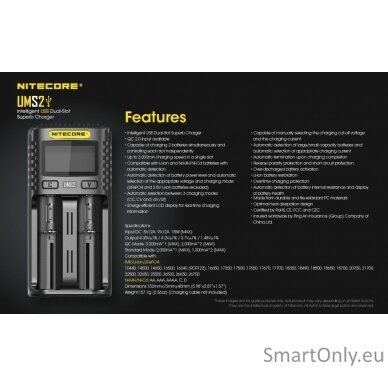 Nitecore UMS2 Intelligent USB Superb Baterijų įkroviklis  4