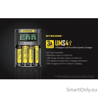 Nitecore UMS4 Intelligent USB Superb Baterijų įkroviklis  11