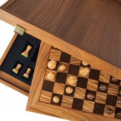 Olive Burl Šachmatų rinkinys su Staunton Chessmen figūrėlėmis Manopoulos 2