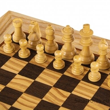 Olive Burl Šachmatų rinkinys su Staunton Chessmen figūrėlėmis Manopoulos 5