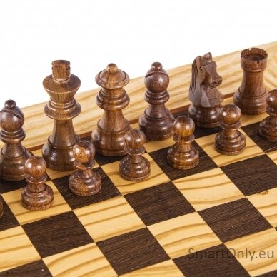 Olive Burl Šachmatų rinkinys su Staunton Chessmen figūrėlėmis Manopoulos 8