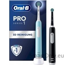 Oral-B | Electric Toothbrush, Duo pack | Pro Series 1 | Rechargeable | For adults | Number of brush heads included 2 | Number of teeth brushing modes 3 | Blue/Black