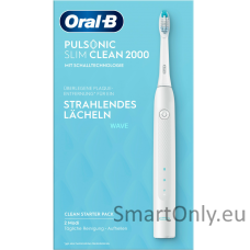 Oral-B Electric Toothbrush | Pulsonic Slim Clean 2000 | Rechargeable | For adults | Number of brush heads included 1 | Number of teeth brushing modes 2 | White