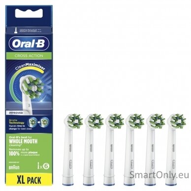 Oral-B CrossAction Replaceable Toothbrush Heads | EB50RB-6 | Heads | For adults | Number of brush heads included 6 | White