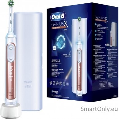 Oral-B Electric Toothbrush | Genius X | Rechargeable | For adults and children | Number of brush heads included 1 | Number of teeth brushing modes 6 | Rose Gold/White 1