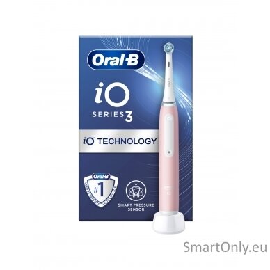 Oral-B Electric Toothbrush iO3 Series Rechargeable, For adults, Number of brush heads included 1, Blush Pink, Number of teeth brushing modes 3 1