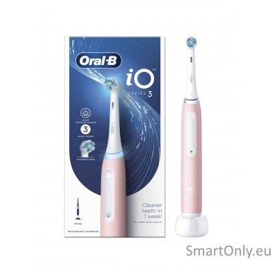 Oral-B Electric Toothbrush iO3 Series Rechargeable, For adults, Number of brush heads included 1, Blush Pink, Number of teeth brushing modes 3 2