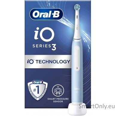 Oral-B Electric Toothbrush iO3 Series Rechargeable, For adults, Number of brush heads included 1, Ice Blue, Number of teeth brushing modes 3