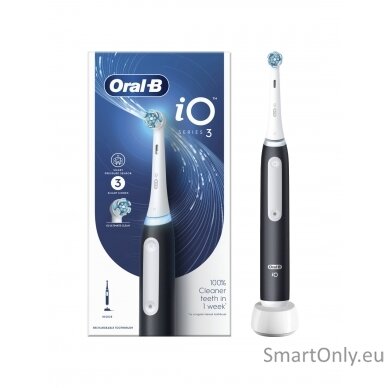 Oral-B Electric Toothbrush iO3 Series Rechargeable, For adults, Number of brush heads included 1, Matt Black, Number of teeth brushing modes 3 1