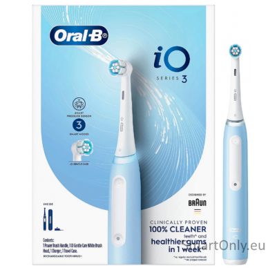 Oral-B Electric Toothbrush | iO3N | Rechargeable | For adults | Number of brush heads included 1 | Number of teeth brushing modes 3 | Ice Blue 1