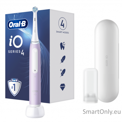 Oral-B Electric Toothbrush iO4 Rechargeable, For adults, Number of brush heads included 1, Lavender, Number of teeth brushing modes 4