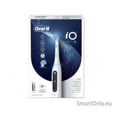 Oral-B Electric Toothbrush iO5 Rechargeable, For adults, Number of brush heads included 1, Quite White, Number of teeth brushing modes 5 2