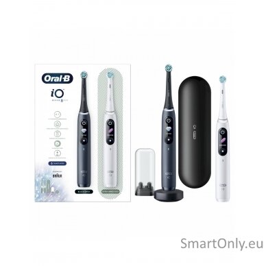 Oral-B Electric Toothbrush iO8 Series Duo Rechargeable, For adults, Number of brush heads included 2, Black Onyx/White, Number of teeth brushing modes 6 2