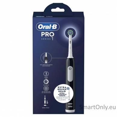 Oral-B Oscillating Toothbrush | Pro Series 1 | Rechargeable | For adults | Number of brush heads included 2 | Number of teeth brushing modes 3 | Black/White 2