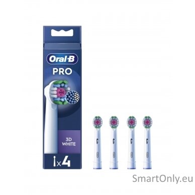 Oral-B | Replaceable toothbrush heads | EB18-4 3D White Pro | Heads | For adults | Number of brush heads included 4 | White