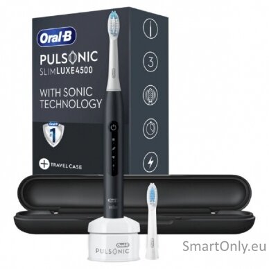 Oral-B Toothbrush | Pulsonic Slim Luxe 4500 | Rechargeable | For adults | Number of brush heads included 2 | Number of teeth brushing modes 3 | Sonic technology | Black 1