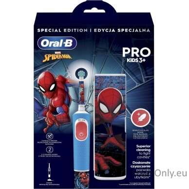 Oral-B Vitality PRO Kids Spiderman Electric Toothbrush with Travel Case, Blue 1