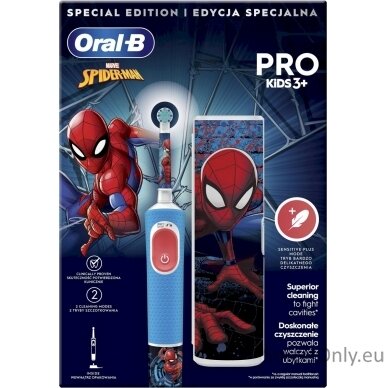 Oral-B Vitality PRO Kids Spiderman Electric Toothbrush with Travel Case, Blue 2