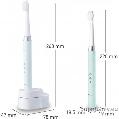 Panasonic Electric Toothbrush EW-DM81-G503 Rechargeable, For adults, Number of brush heads included 2, Number of teeth brushing modes 2, Sonic technology, White/Mint 1