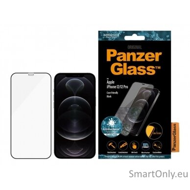 PanzerGlass For iPhone 12/12 Pro, Glass, Black, Clear Screen Protector, 6.1 " 6