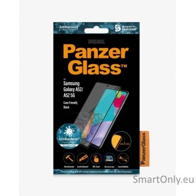 PanzerGlass Samsung, Galaxy A52, Black/Transparent, Antifingerprint screen protector, Case friendly 1