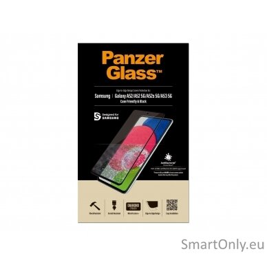PanzerGlass Samsung, Galaxy A52, Black/Transparent, Antifingerprint screen protector, Case friendly 13