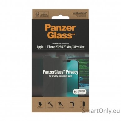 PanzerGlass Screen protector, Apple, iPhone 14 Plus/13 Pro Max, Glass, Black, Privacy 3